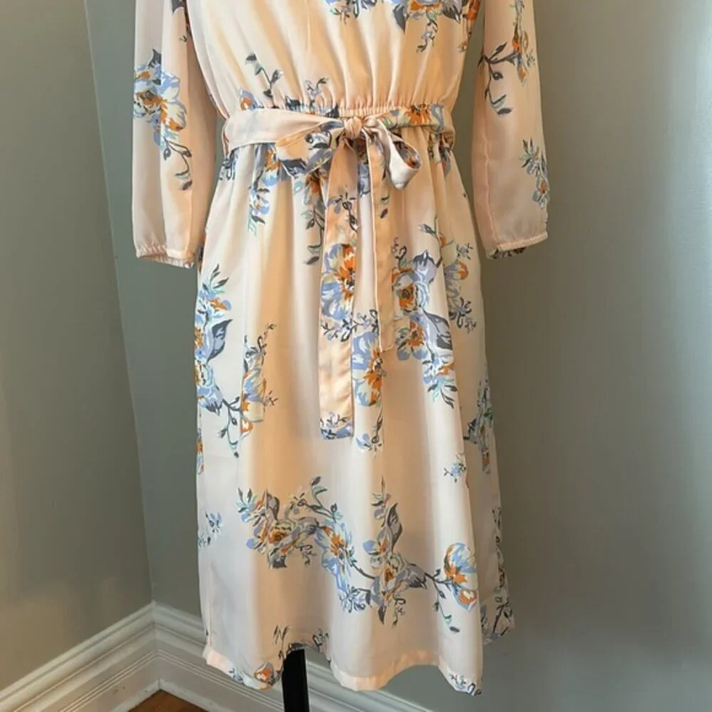 H&M Lightweight Chiffon Floral Dress Pink Sz. XS - Picture 3 of 10